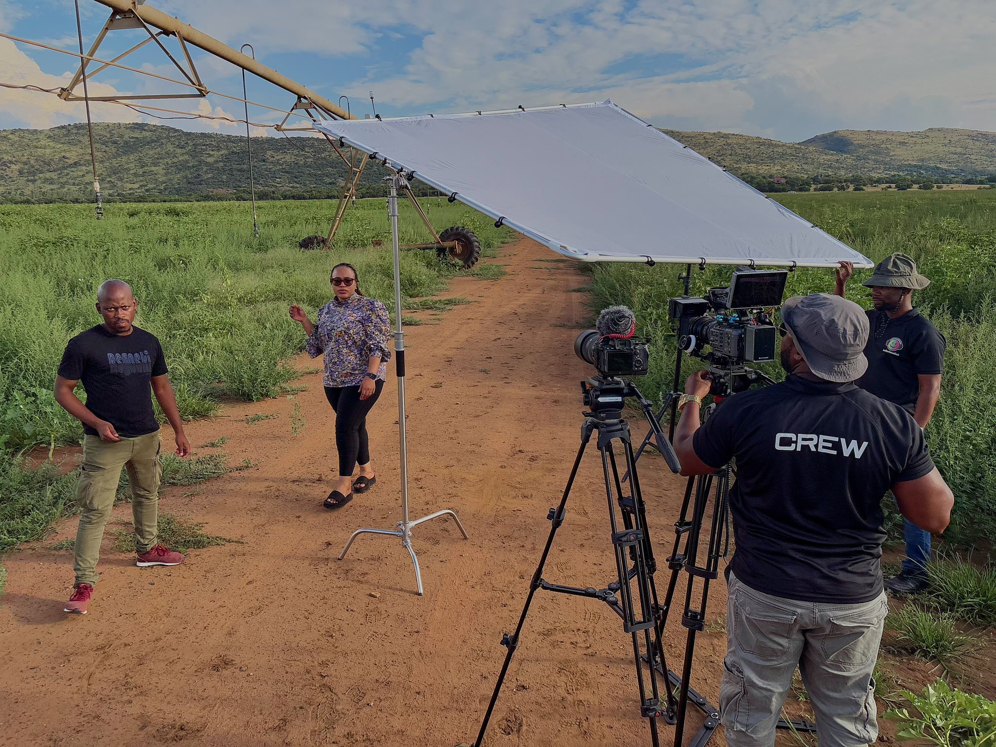 Multi-camera videography crew — outdoor on location