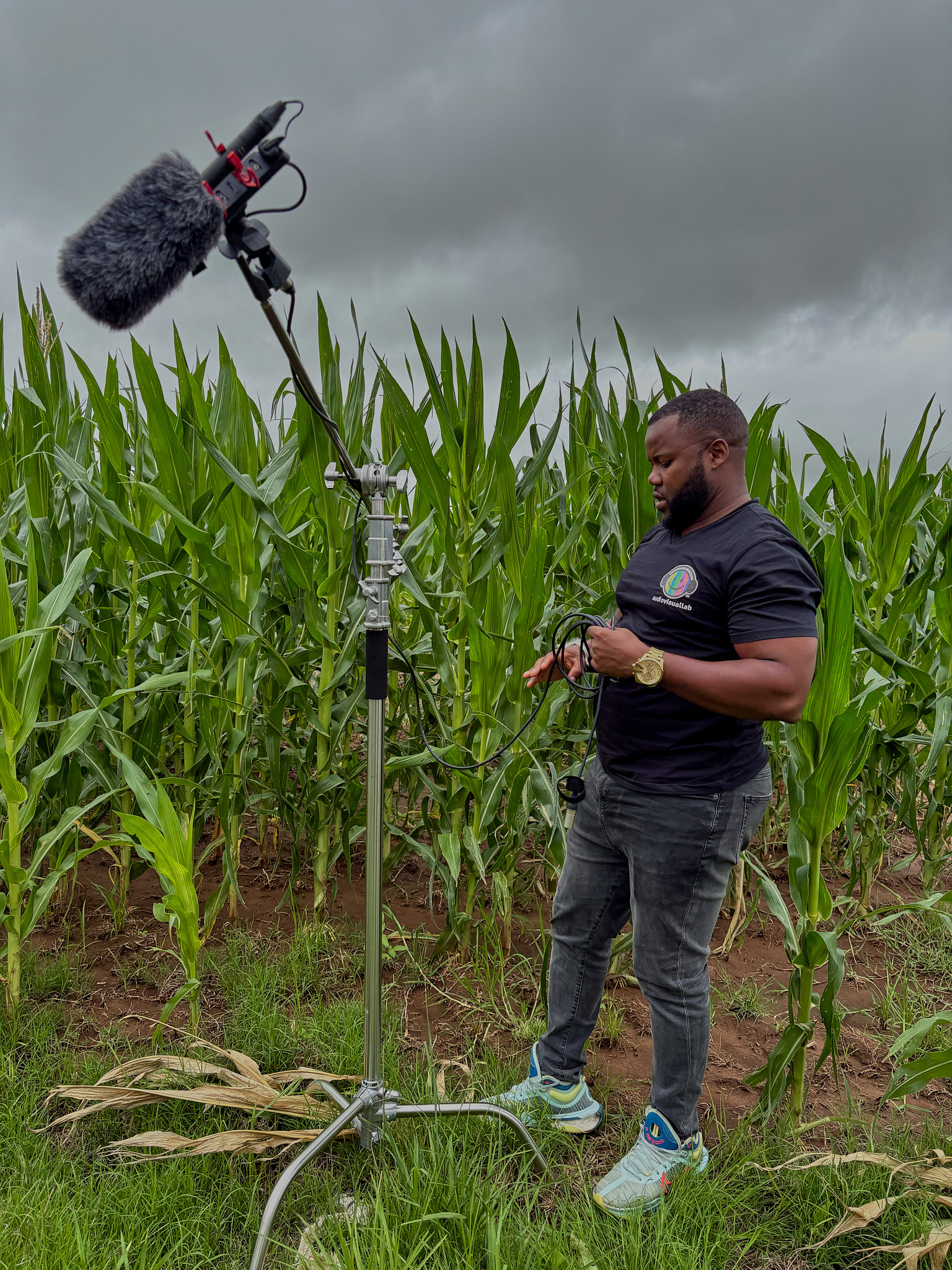 Videography crew — sound recordist on location