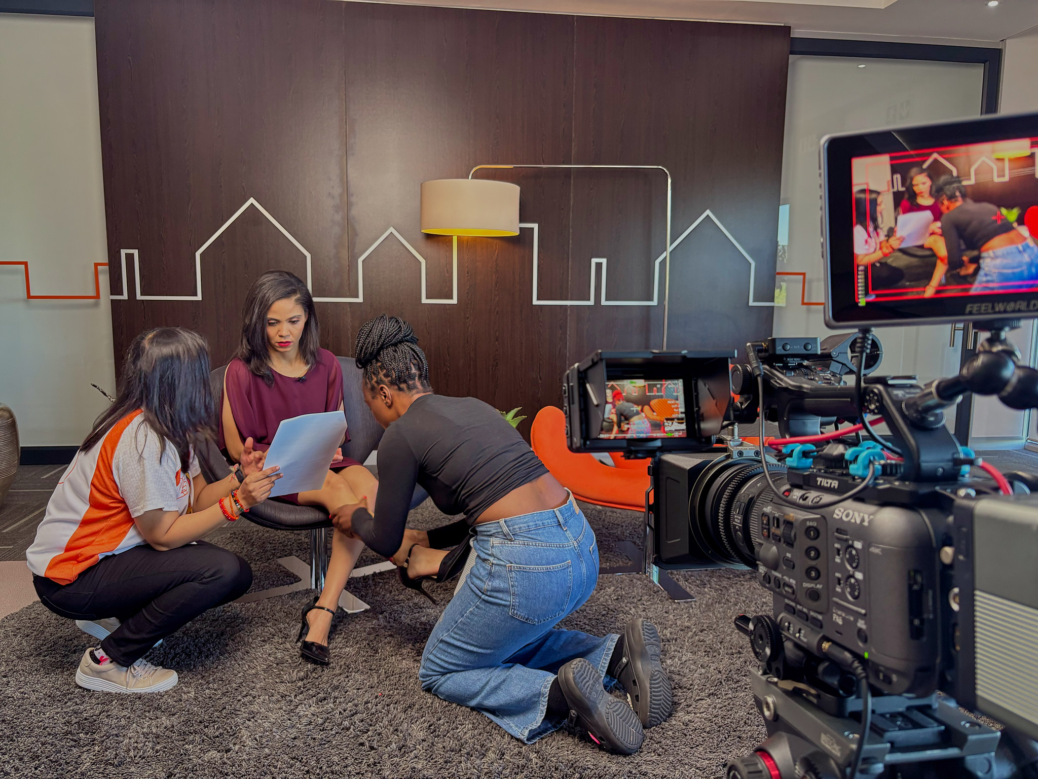 Multi-camera live streaming corporate interview setup