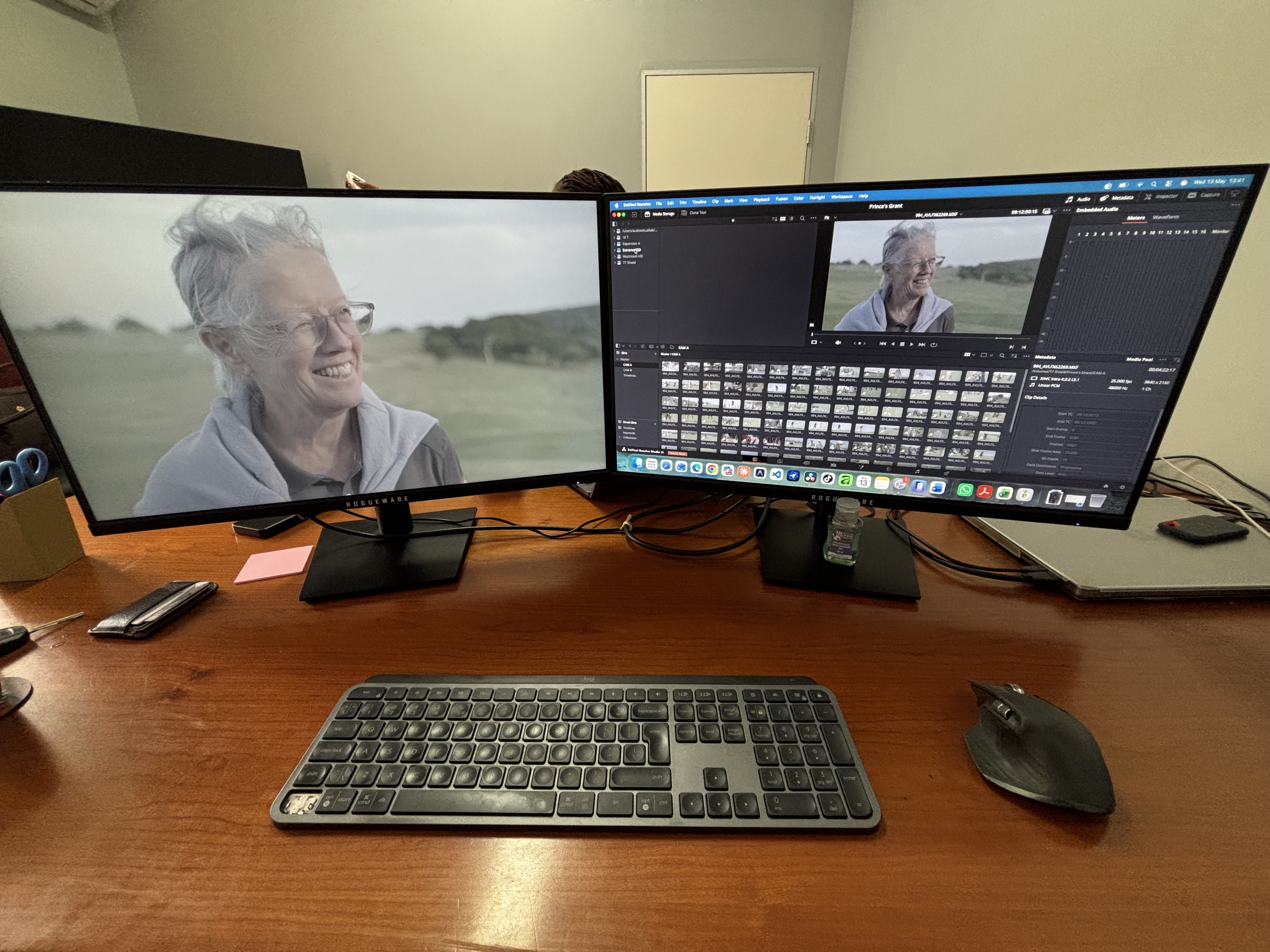 Video editing suite Durban — DaVinci Resolve dual-monitor workstation